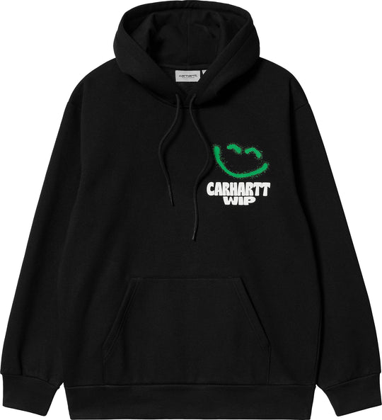Carhartt Wip Felpa Hooded Happy Script Sweat Black Uomo Nero