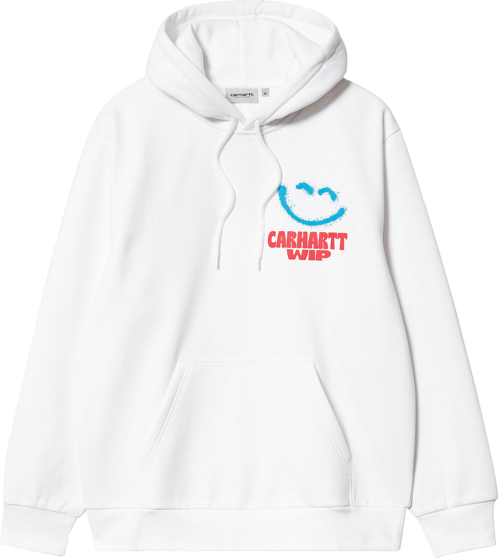 Carhartt Wip Felpa Hooded Happy Script Sweat White Bianco Uomo - 1
