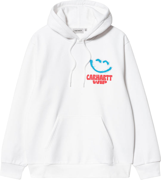 Carhartt Wip Felpa Hooded Happy Script Sweat White Uomo Bianco