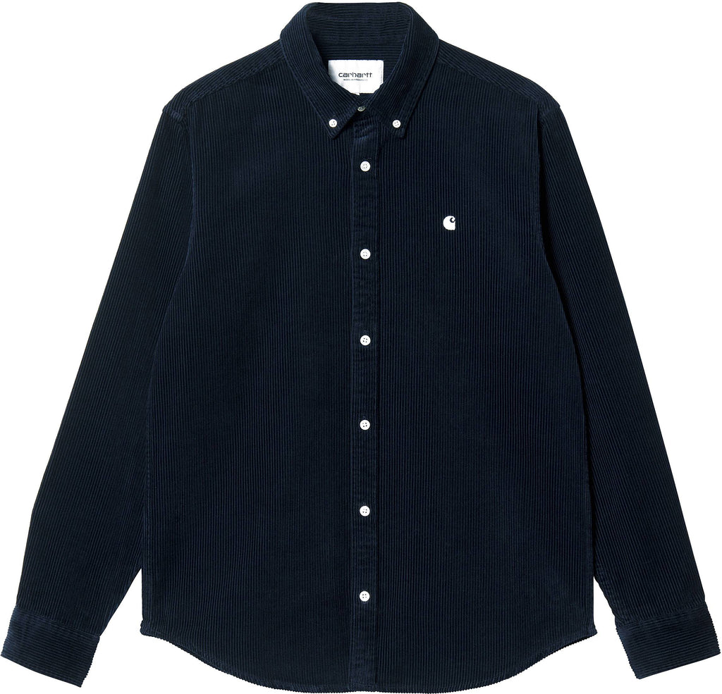 Carhartt Wip Camicia L/s Madison Cord Shirt Dark Navy Wax Blue Uomo - 1