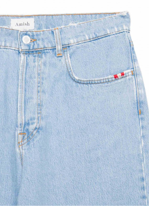 Amish Pantaloni Jeans Jeremiah Denim Bleached Blu Uomo - 3
