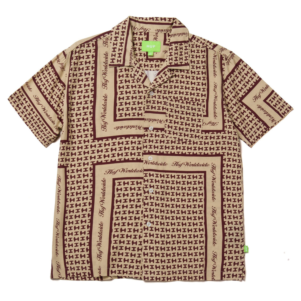 Huf Camicia Scarf S/s Resort Top Tan Marrone Uomo - 1