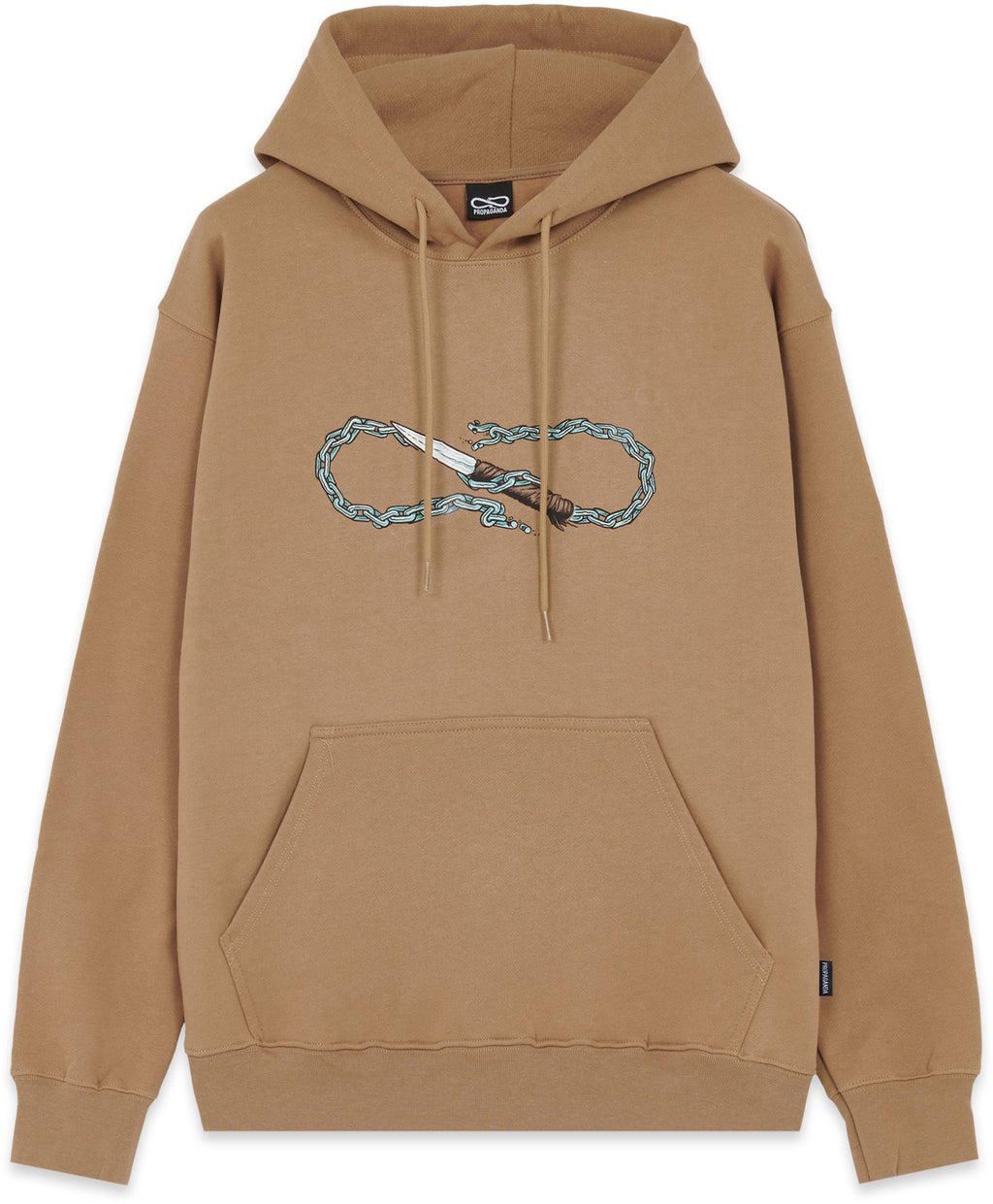 Propaganda Felpa Logo Chain Hoodie Camel Marrone Uomo - 1