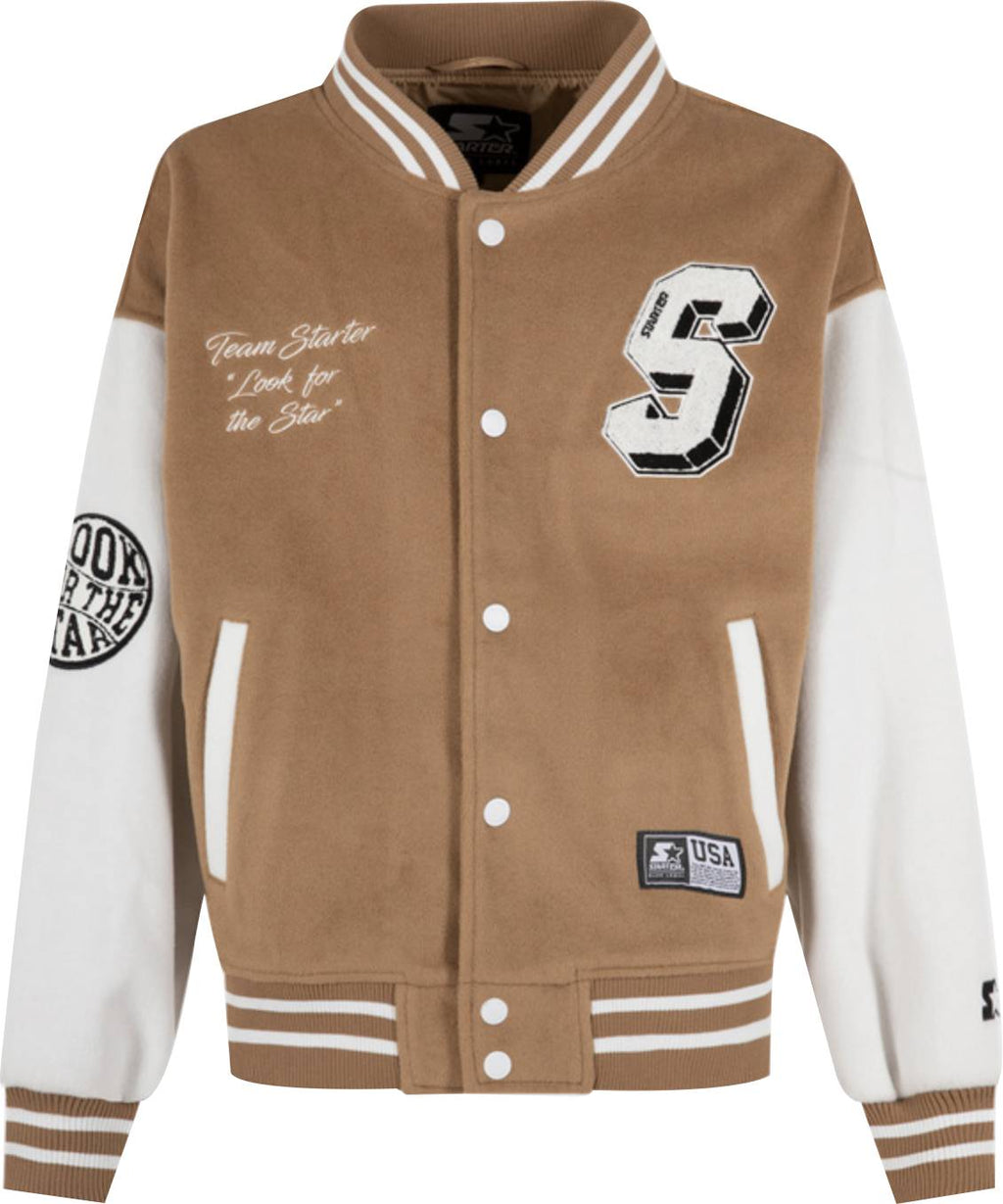 Starter Giacca Varsity Jacket Panno Cammello Marrone Uomo - 1