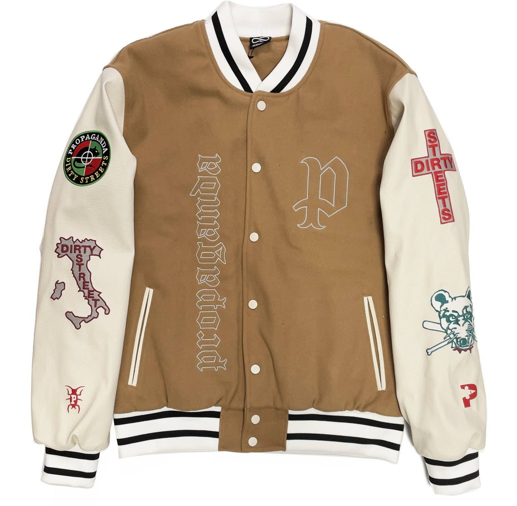 Propaganda Giacca Dirty Street College Jacket Wool Dirty Camel Beige Uomo - 1