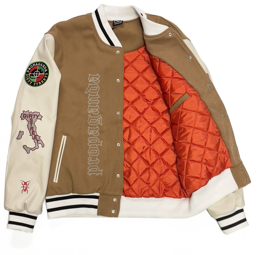 Propaganda Giacca Dirty Street College Jacket Wool Dirty Camel Beige Uomo - 2