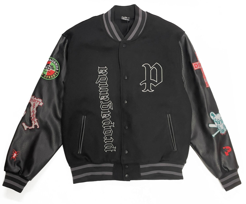 Propaganda Giacca Dirty Street College Jacket Wool Dirty Street Nero Uomo - 1