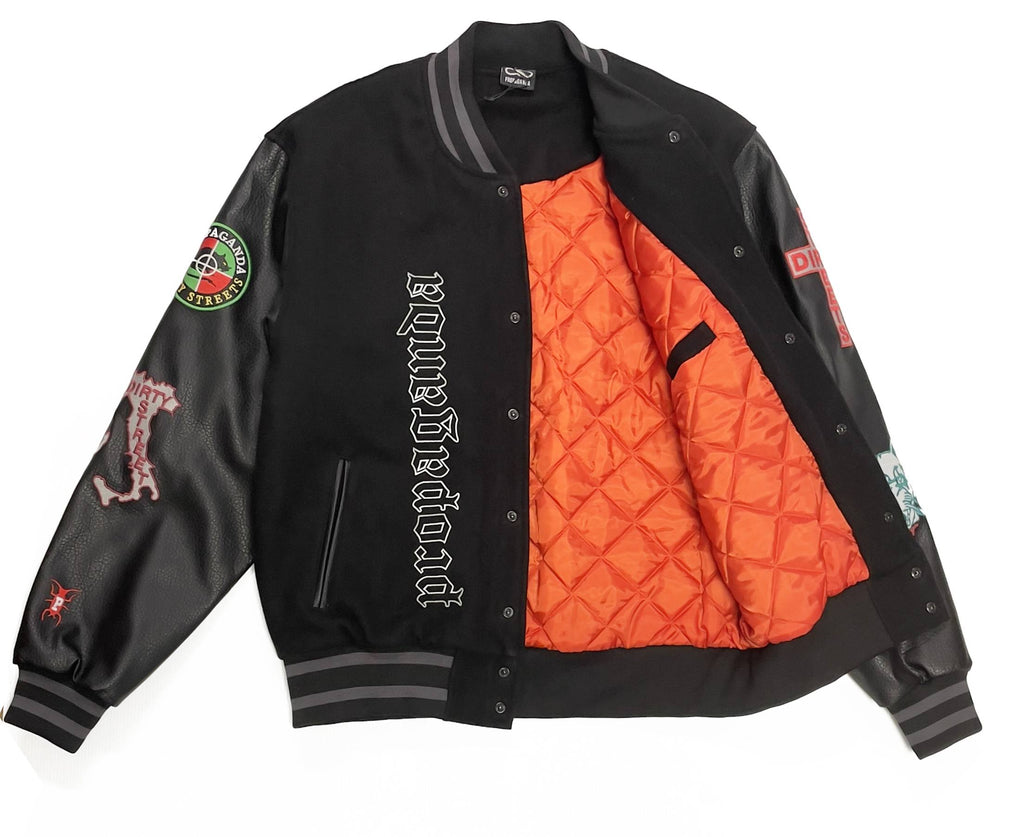 Propaganda Giacca Dirty Street College Jacket Wool Dirty Street Nero Uomo - 2