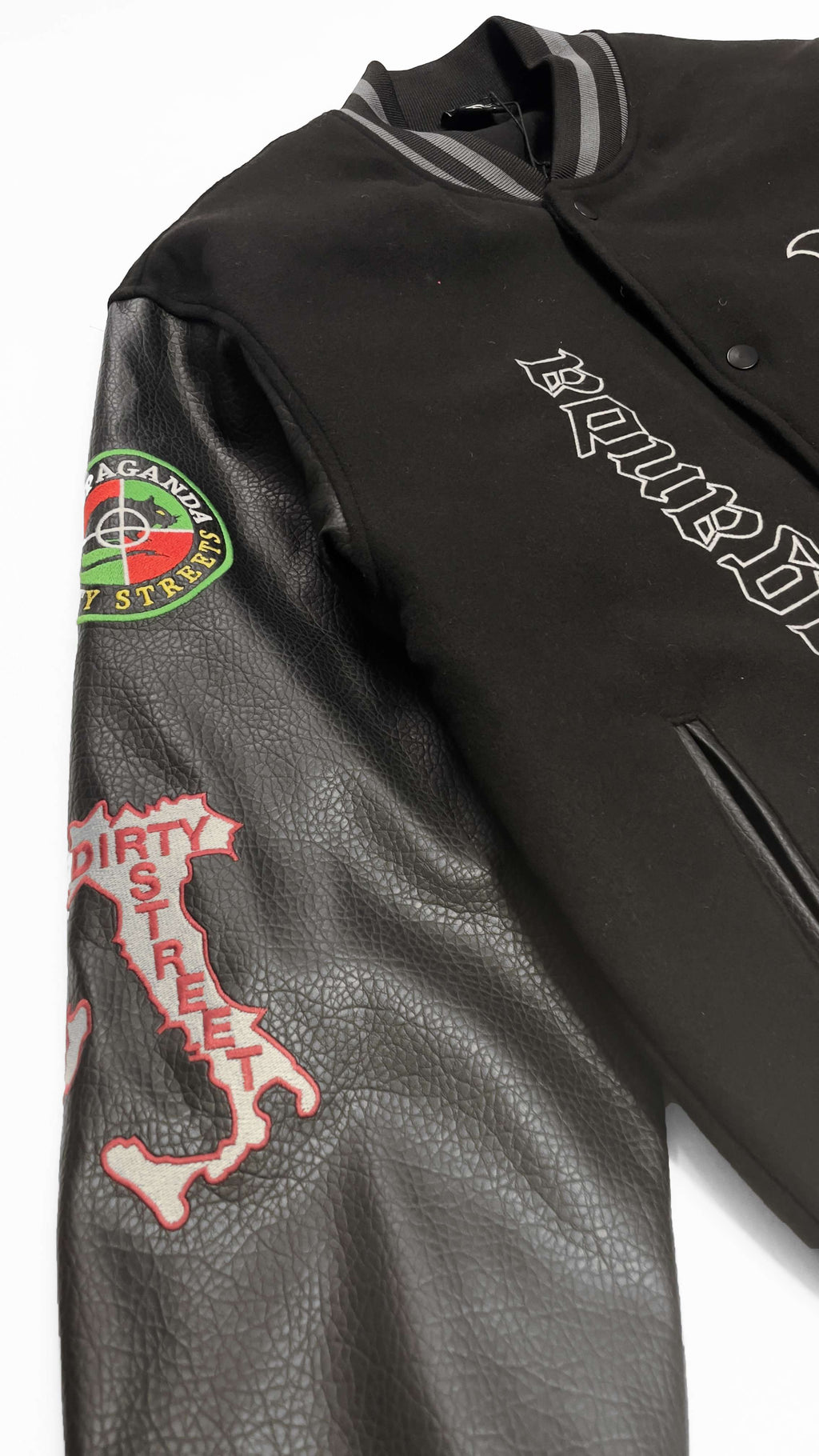 Propaganda Giacca Dirty Street College Jacket Wool Dirty Street Nero Uomo - 4