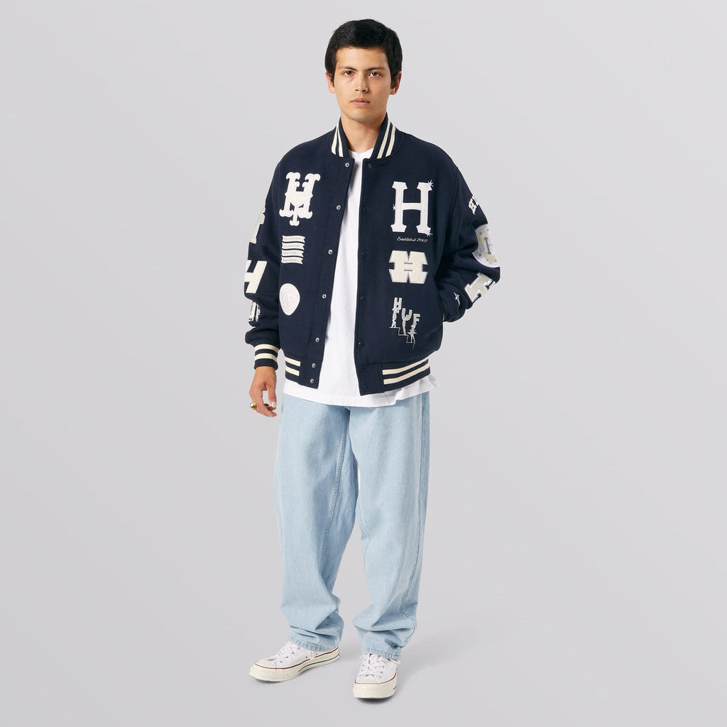 Huf Giacca 20 Year Classic H Varsity Jacket Navy Blue Uomo - 3