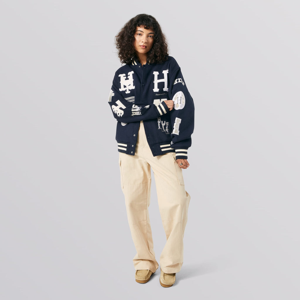 Huf Giacca 20 Year Classic H Varsity Jacket Navy Blue Uomo - 4