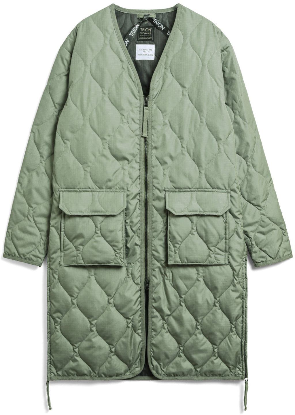 Taion Giacca Military V Neck Zip Down Sage Green Verde Uomo - 1