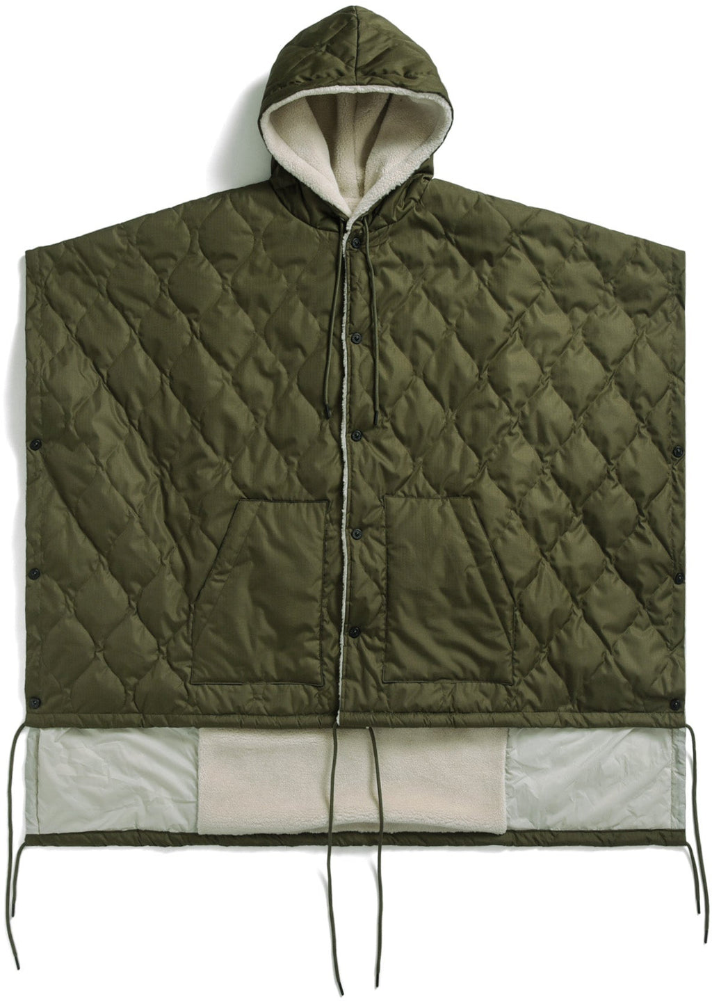 Taion Poncho Military Poncho Olive Cream Verde Uomo - 1