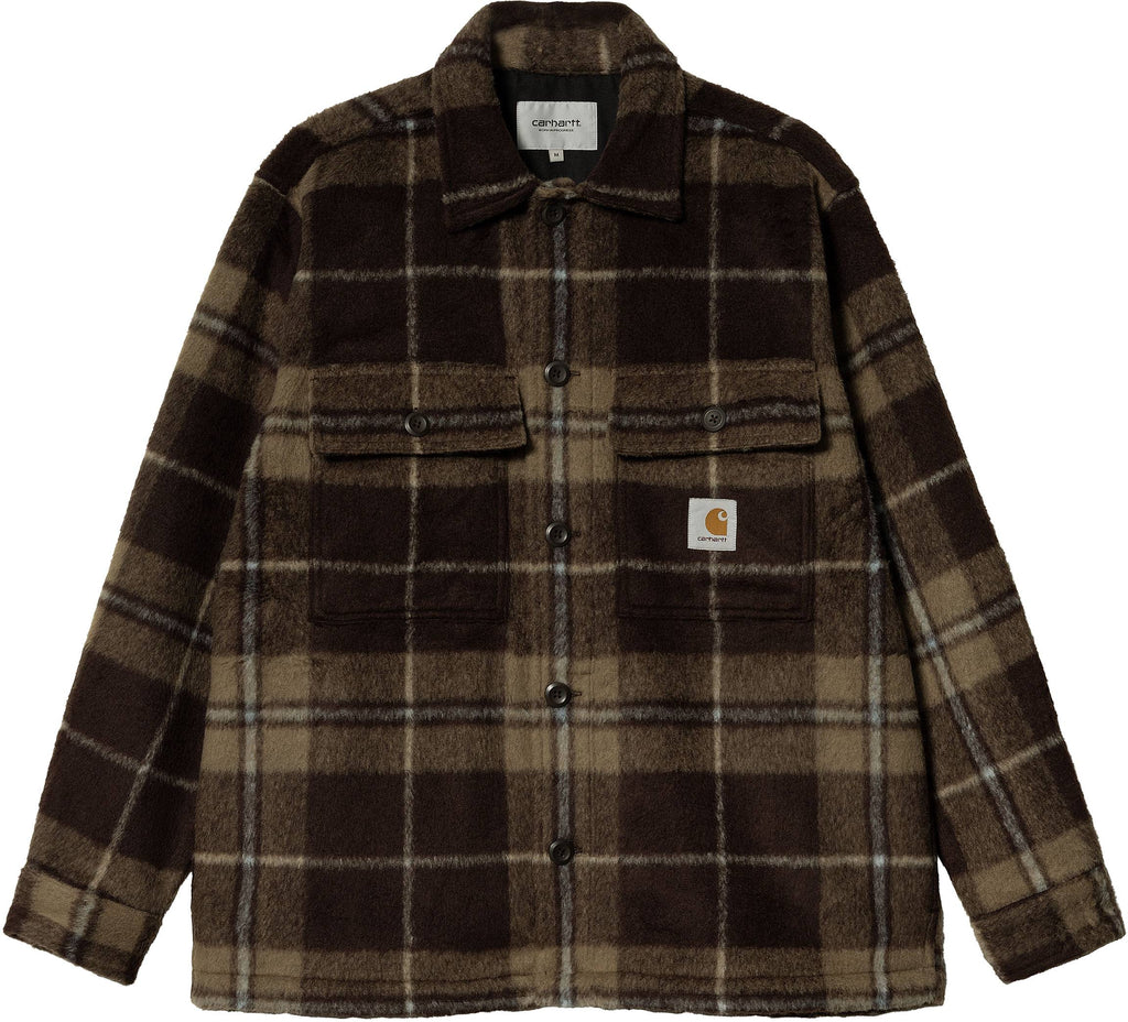 Carhartt Wip Camicia Manning Shirt Jacket Check Darjk Umber Marrone Uomo - 1