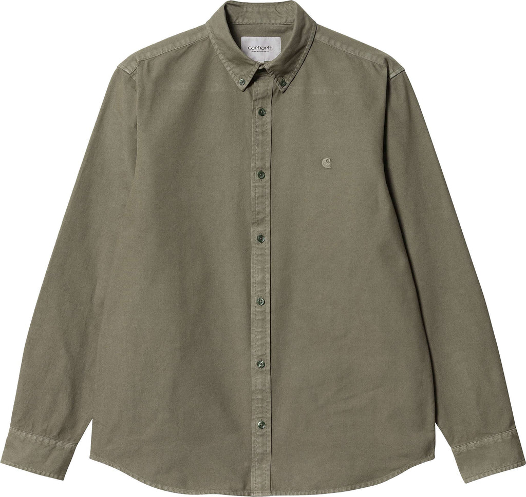 Carhartt Wip Camicia L/s Bolton Shirt Salvia Garment Dyed Verde Uomo - 1