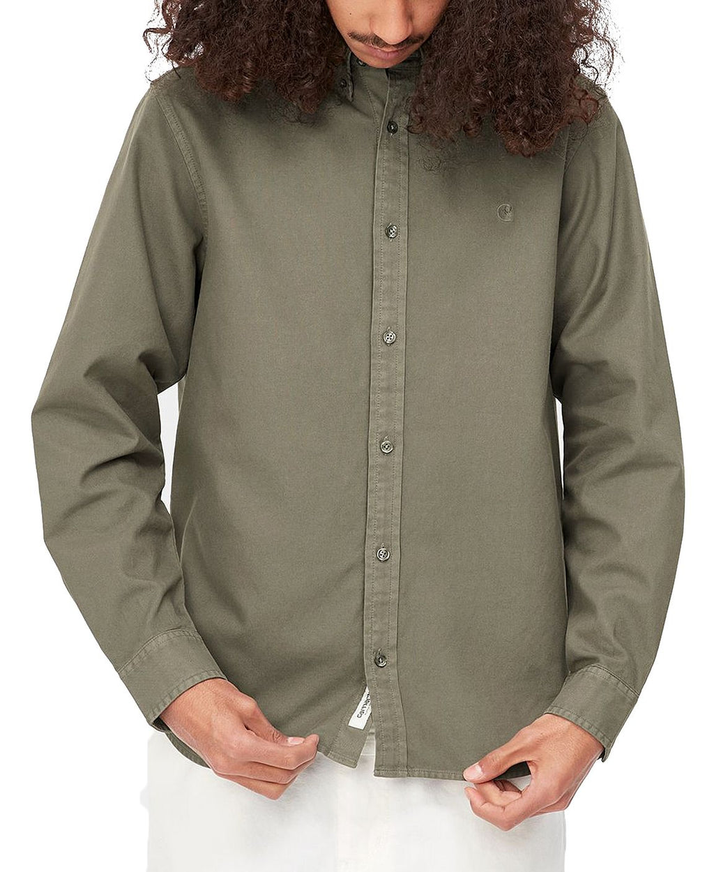 Carhartt Wip Camicia L/s Bolton Shirt Salvia Garment Dyed Verde Uomo - 3