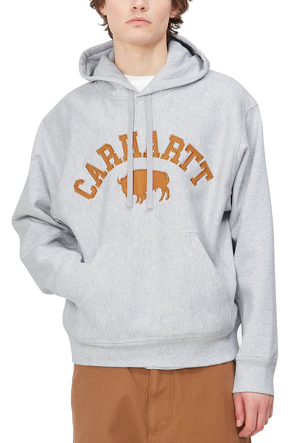 Carhartt Wip Felpa Hooded Locker Sweat Ash Heather Grigio Uomo - 2