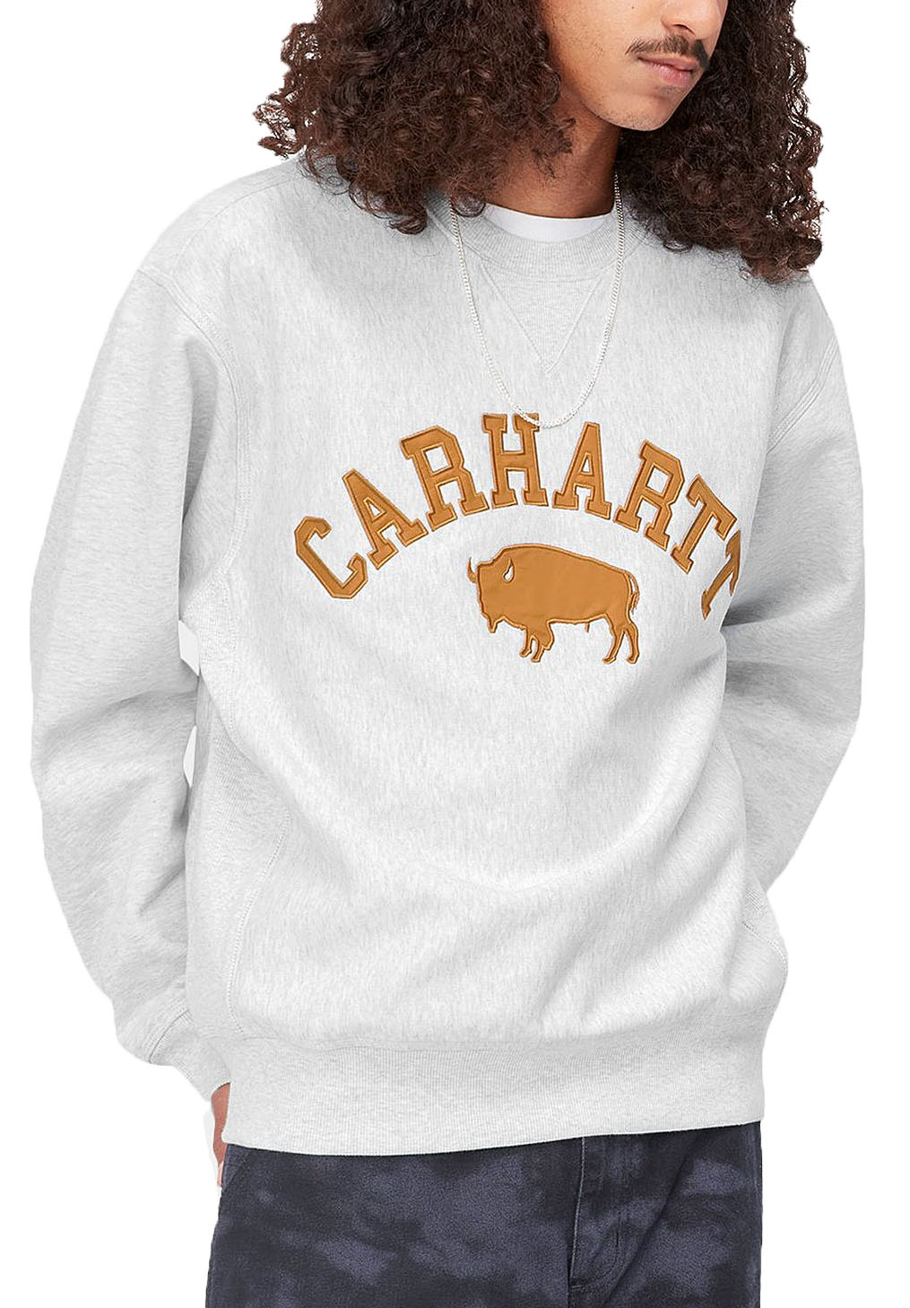 Carhartt Wip Felpa Locker Sweat Ash Heather Grigio Uomo - 3