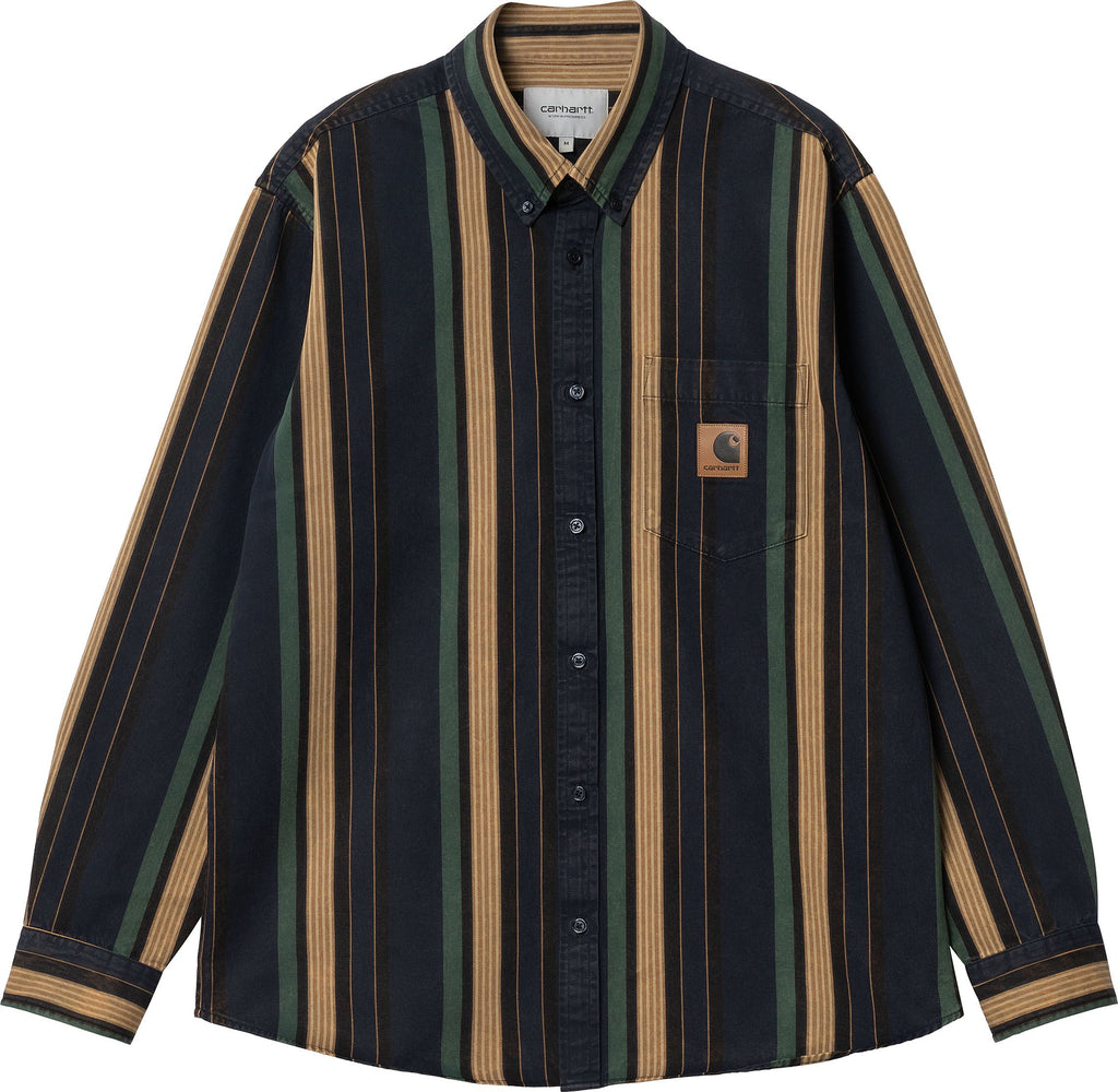 Carhartt Wip Camicia L/s Dorado Stripe Dark Navy Moon Wash Multicolore Uomo - 1