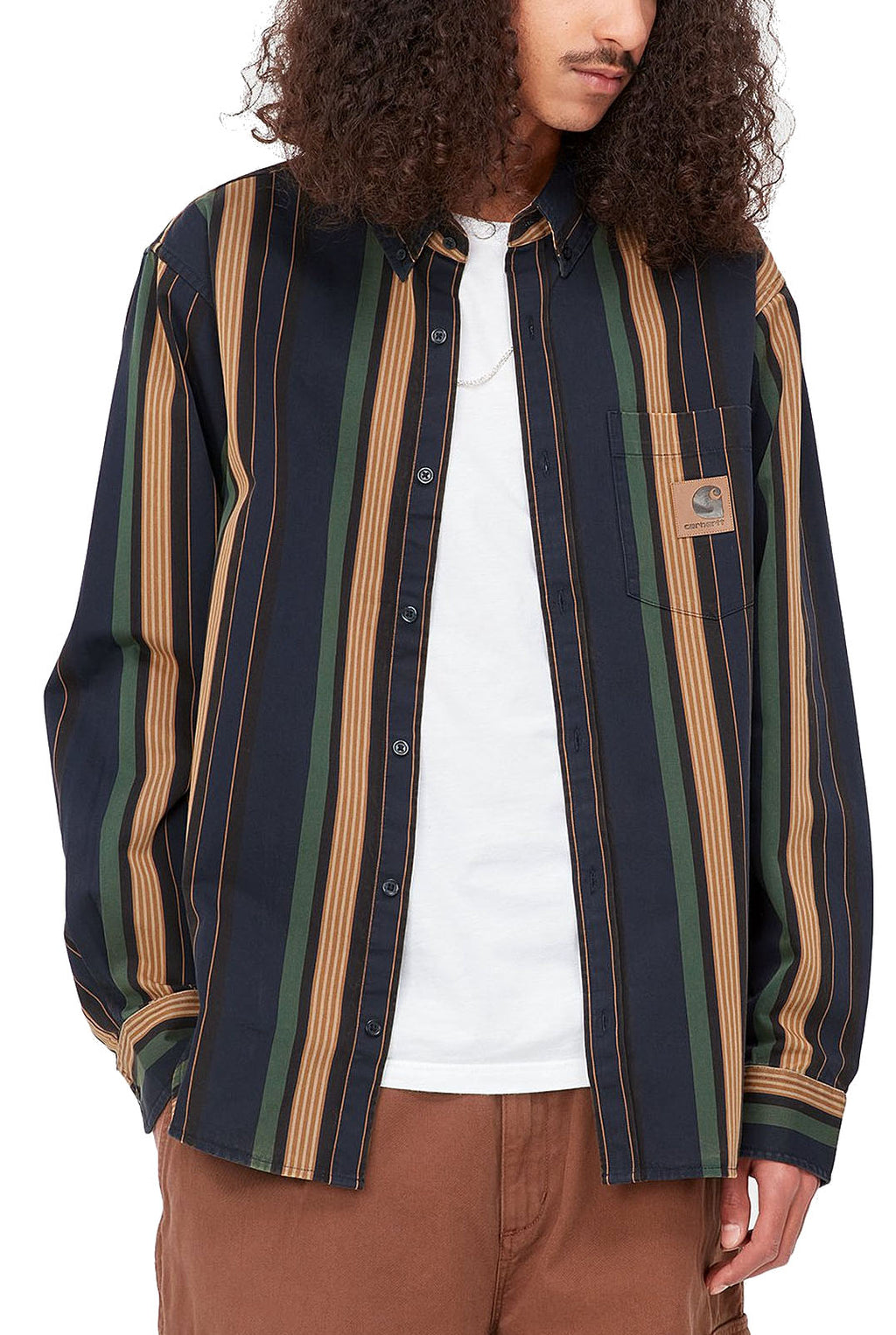 Carhartt Wip Camicia L/s Dorado Stripe Dark Navy Moon Wash Multicolore Uomo - 3