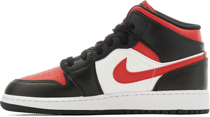 Jordan Air 1 Mid Black Fire Red Gs Rosso Donna - 2