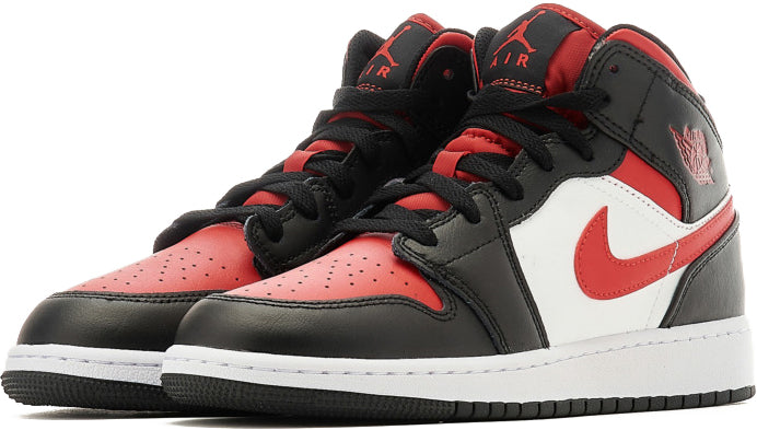 Jordan Air 1 Mid Black Fire Red Gs Rosso Donna - 3