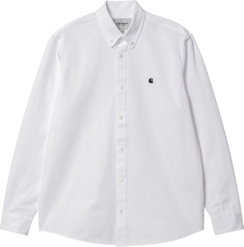 Carhartt Wip Camicia L/s Madison Shirt White Black Bianco Uomo - 1