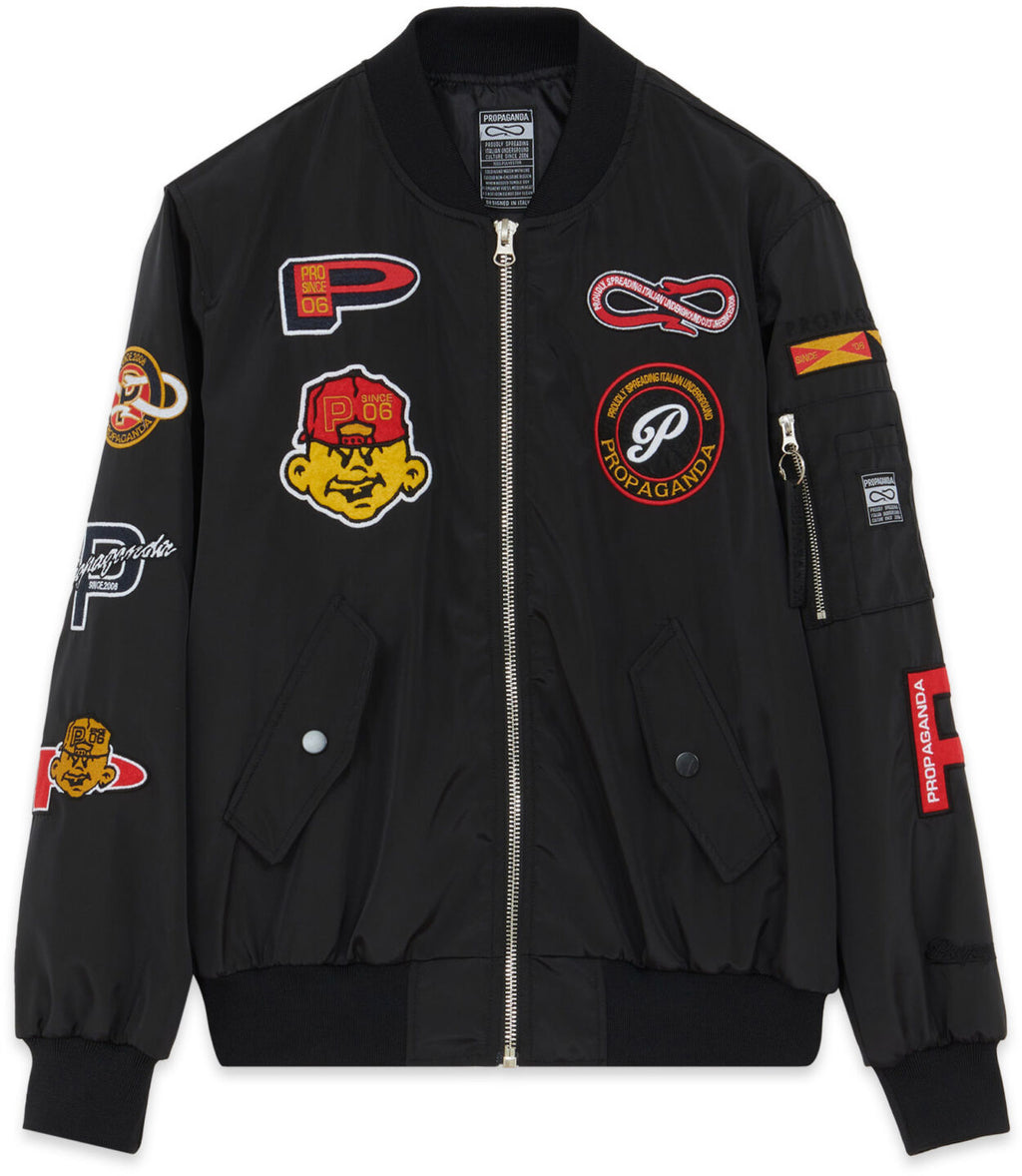 Propaganda Giacca Bomber Baseball Black Nero Uomo - 1