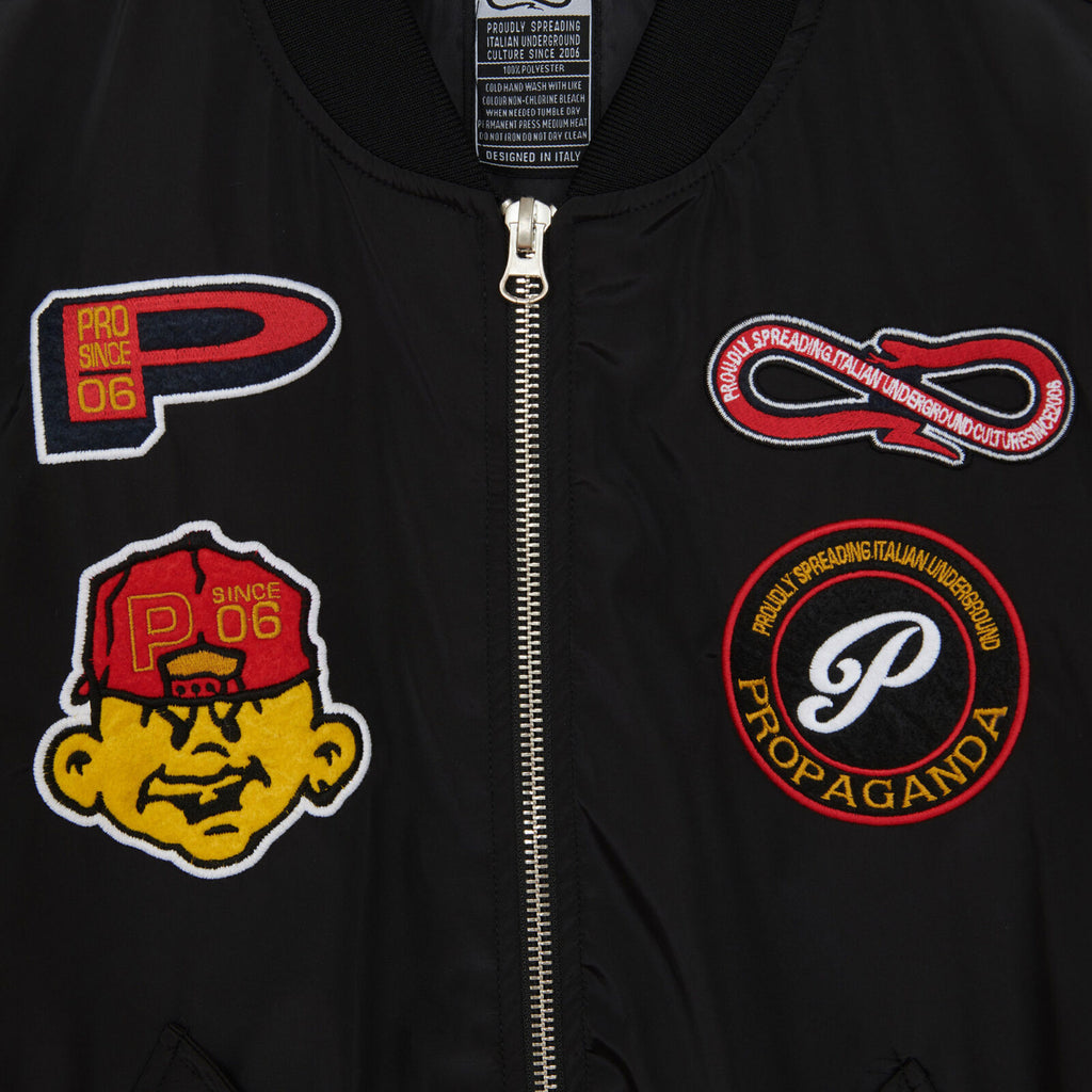 Propaganda Giacca Bomber Baseball Black Nero Uomo - 3