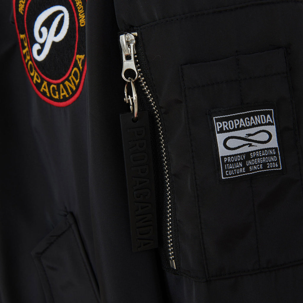 Propaganda Giacca Bomber Baseball Black Nero Uomo - 4