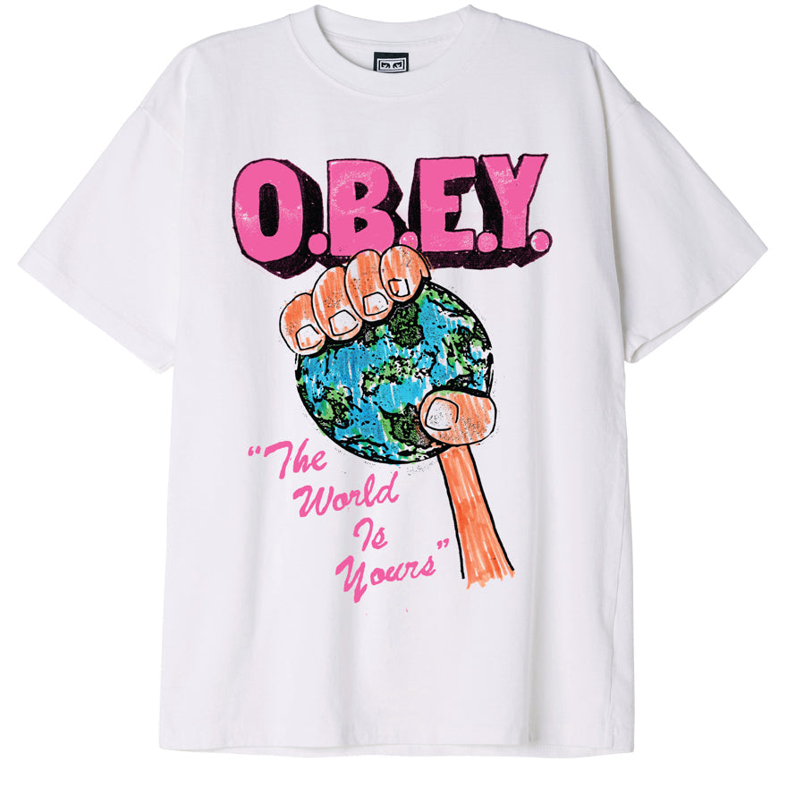 Obey T-shirt The Worls Is Yours Heavyweight Tee White Bianco Uomo