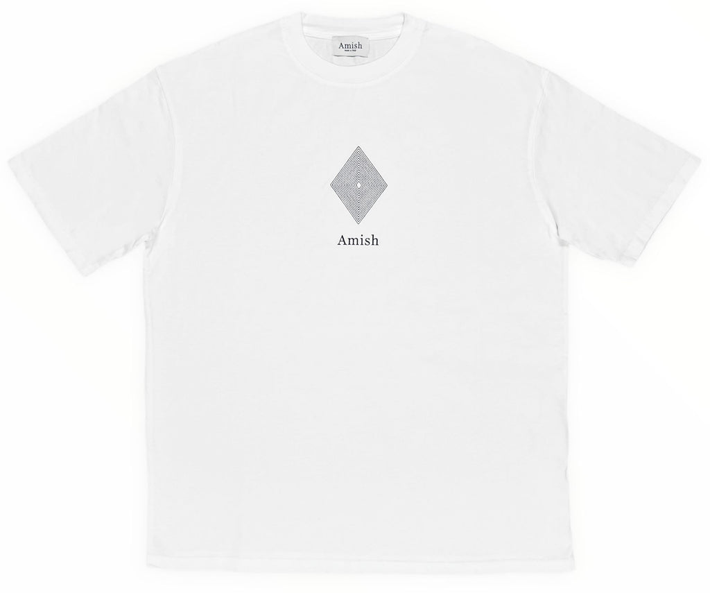 Amish T-shirt Jersey Logo Ecru White Bianco Uomo - 1