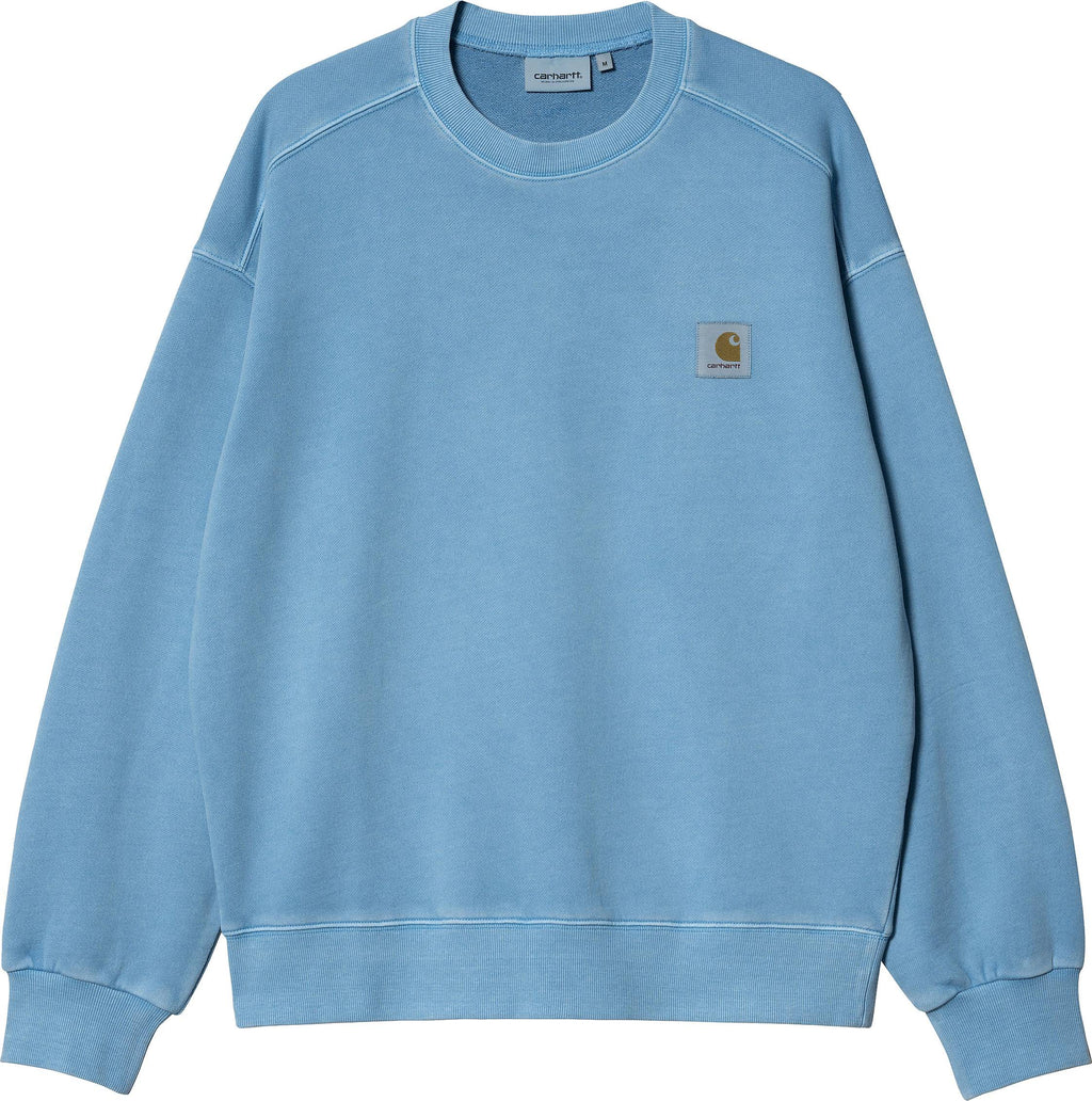 Carhartt Wip Felpa Nelson Sweat Piscine Garment Dyed Celeste Uomo - 1