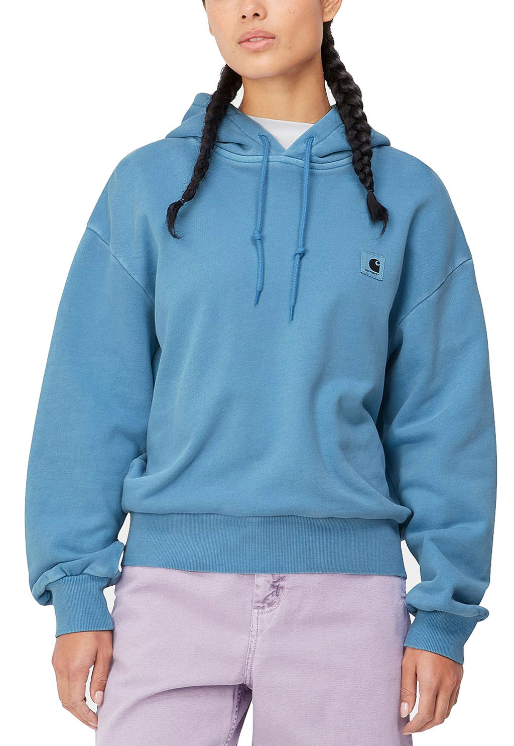 Carhartt Wip Felpa W Hooded Nelson Sweatshirt Piscine Garment Dyed Celeste Donna - 3