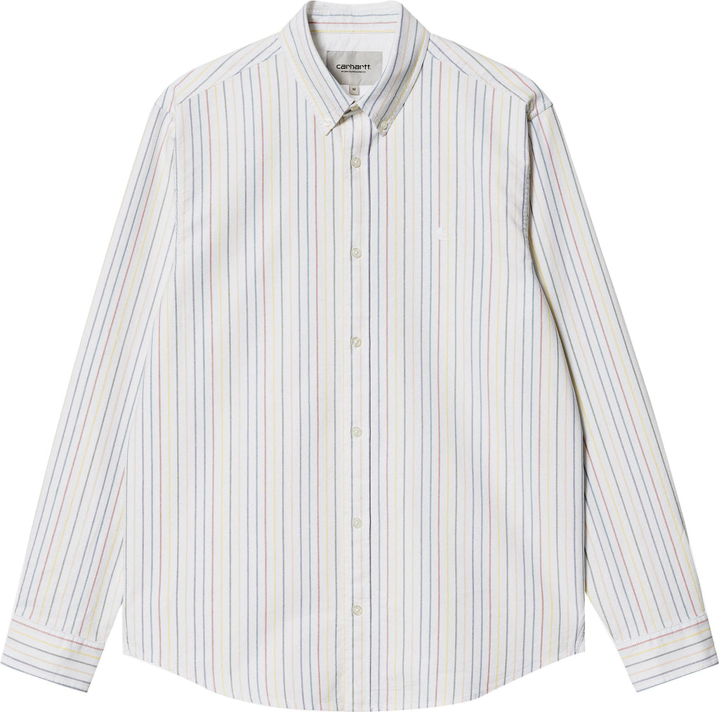 Carhartt Wip Camicia L/s Dabney Shirt Stripe Multicolor White Bianco Uomo - 1