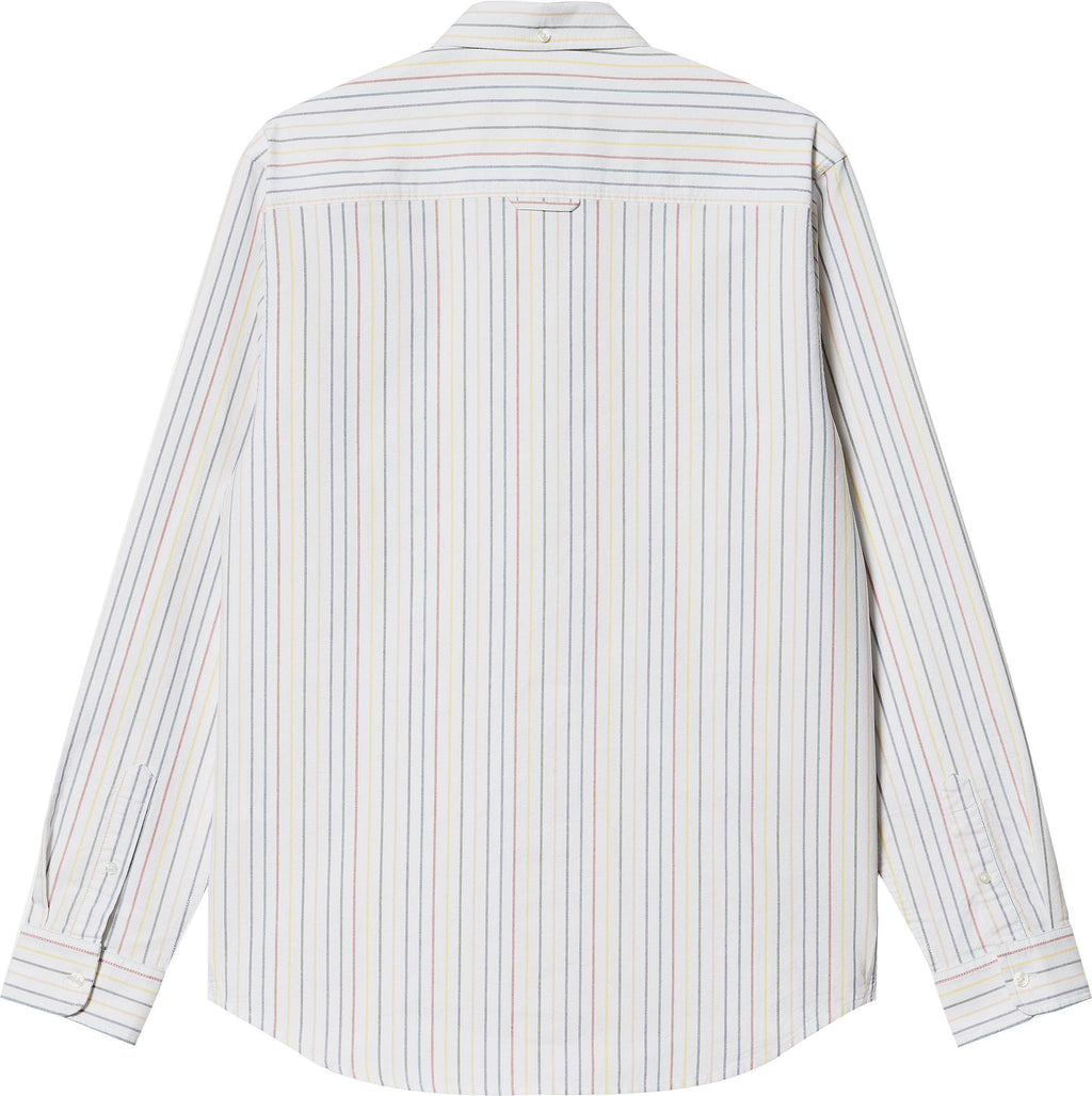Carhartt Wip Camicia L/s Dabney Shirt Stripe Multicolor White Bianco Uomo - 3
