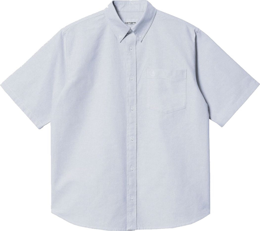 Carhartt Wip Camicia S/s Braxton Shirt Bleach White Celeste Uomo - 1