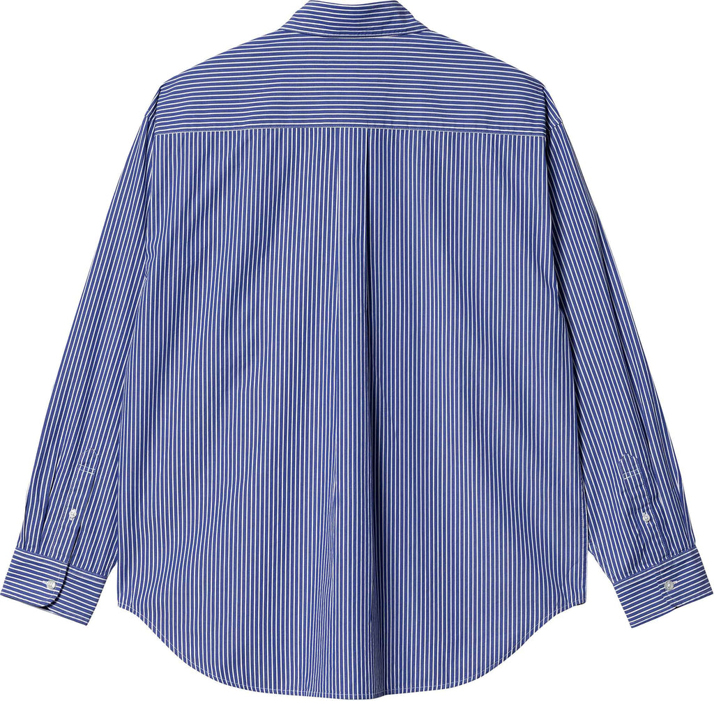 Carhartt Wip Camicia L/s Drake Stripe Lazurite White Blue Uomo - 2