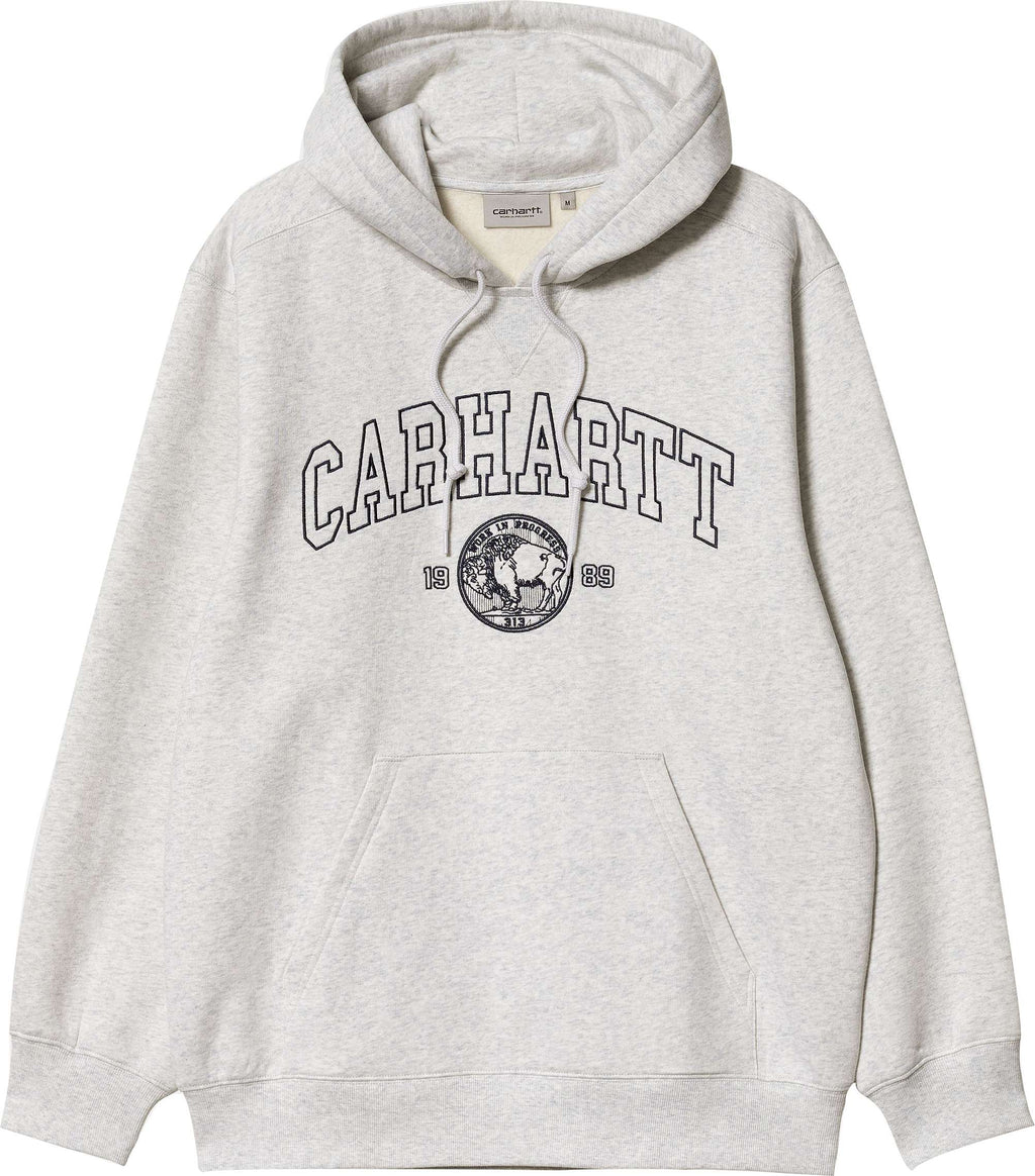 Carhartt Wip Felpa Hooded Coin Sweat Ash Heather Atom Blue Grigio Uomo - 1