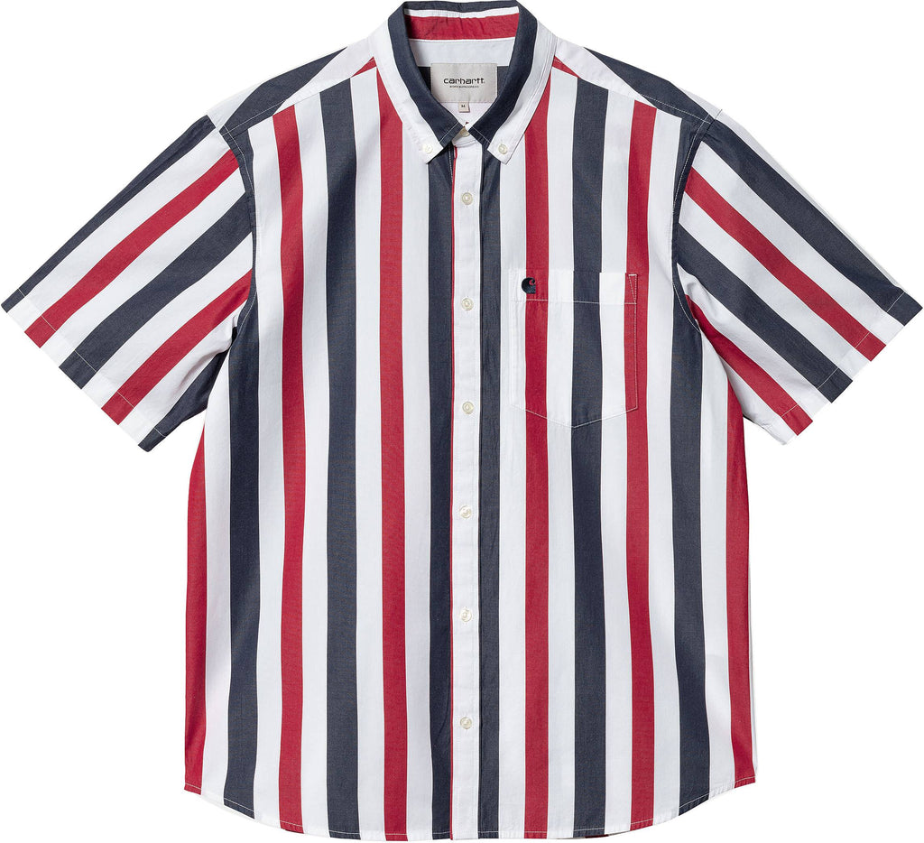 Carhartt Wip Camicia Ss Elcano Shirt Arcade Dark Navy Multicolore Uomo - 1