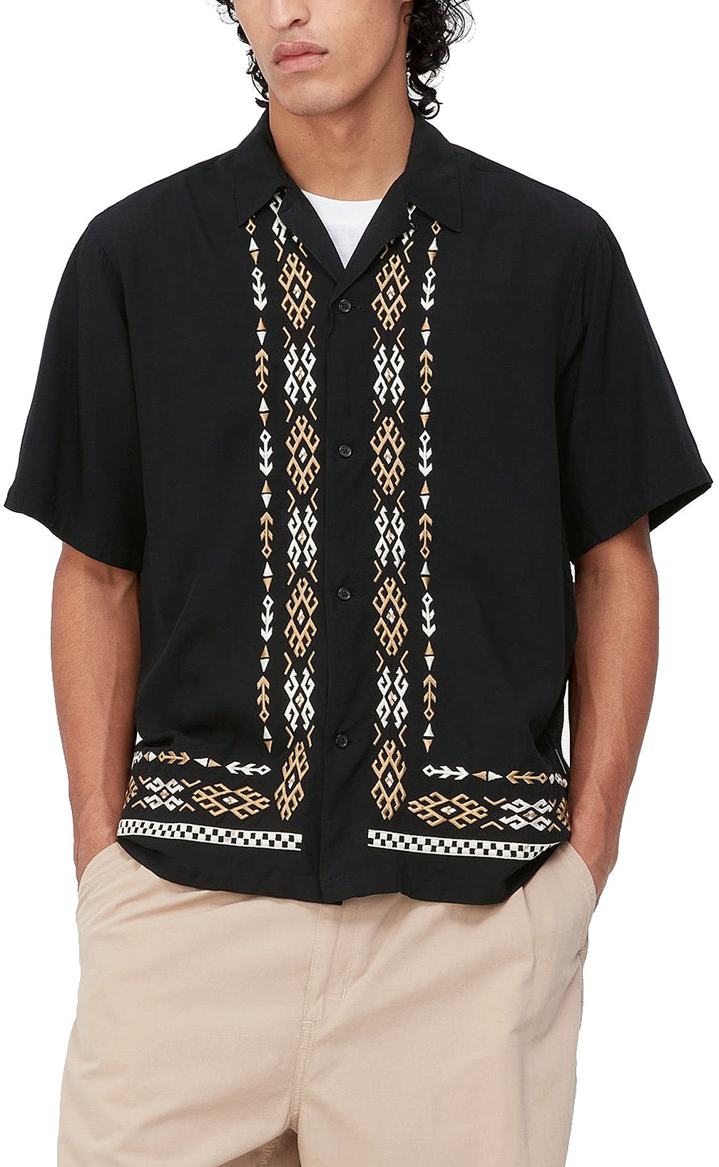 Carhartt Wip Camicia S/s Coba Shirt Viscose Black Nero Uomo - 3