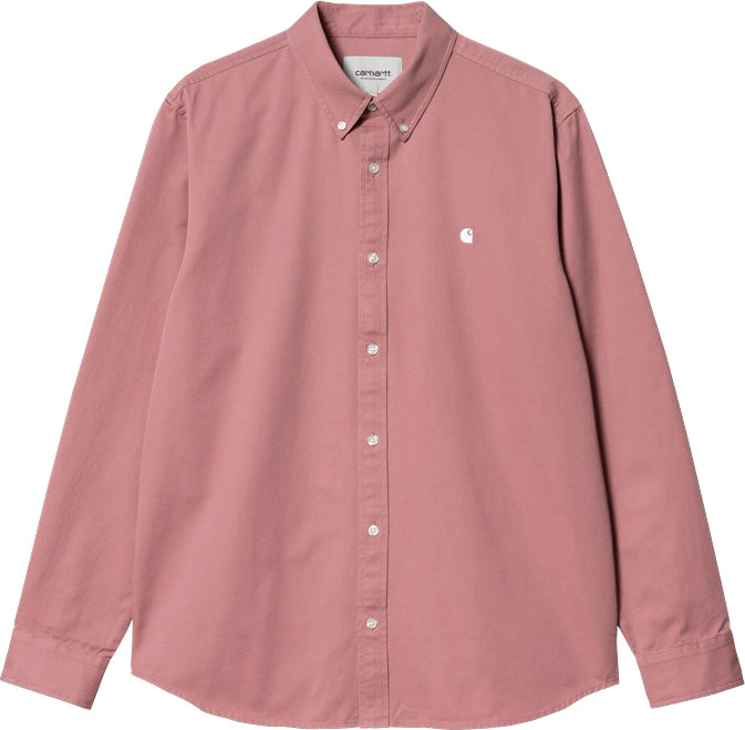 Carhartt Wip Camicia L/s Madison Shirt Dahlia White Rosa Uomo - 1