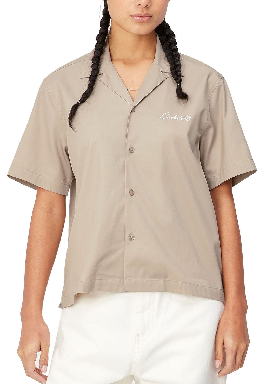 Carhartt Wip Camicia W Ss Delray Shirt Wall Wax Beige Donna - 3