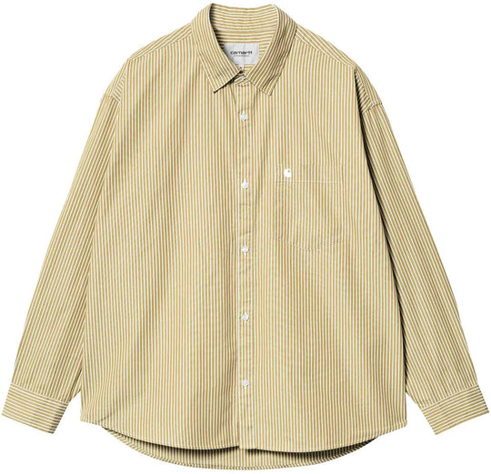 Carhartt Wip Camicia L/s Drake Stripe Ammonite White Uomo Beige