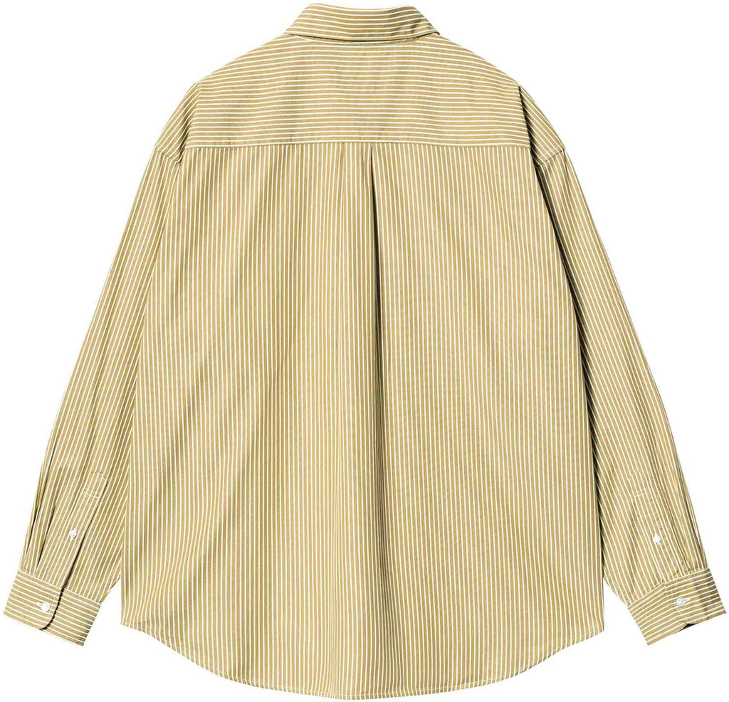 Carhartt Wip Camicia L/s Drake Stripe Ammonite White Beige Uomo - 2