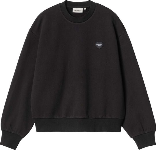 Carhartt Wip Felpa W Heart Patch Sweat Black Donna Nero