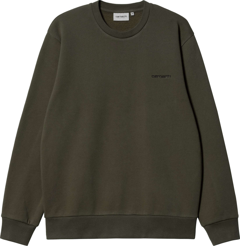 Carhartt Wip Felpa Script Embroidery Sweat Cypress Black Verde Uomo - 1