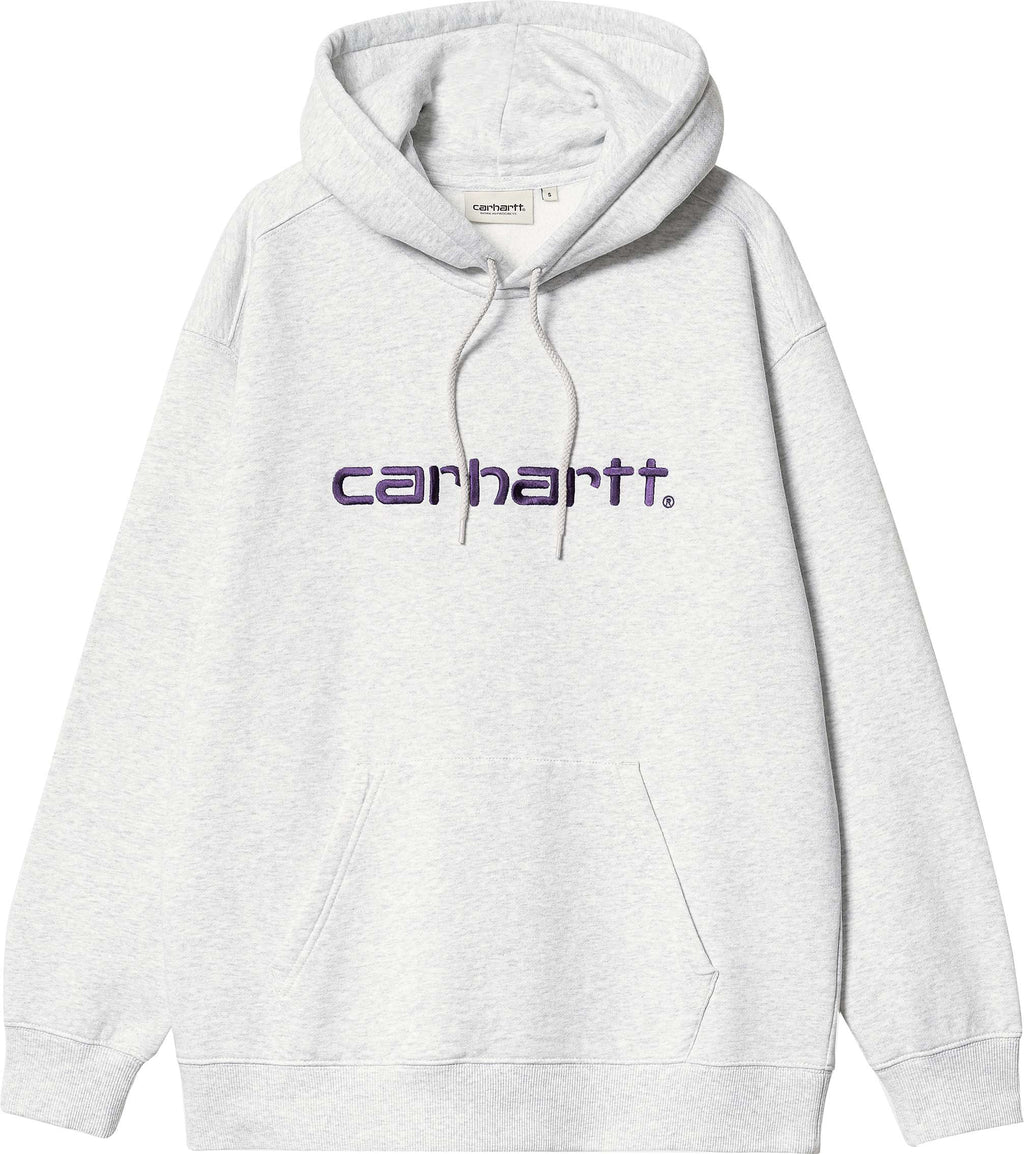 Carhartt Wip Felpa W Hooded Carhartt Sweatshirt Ash Heather Cassis Grigio Donna - 1