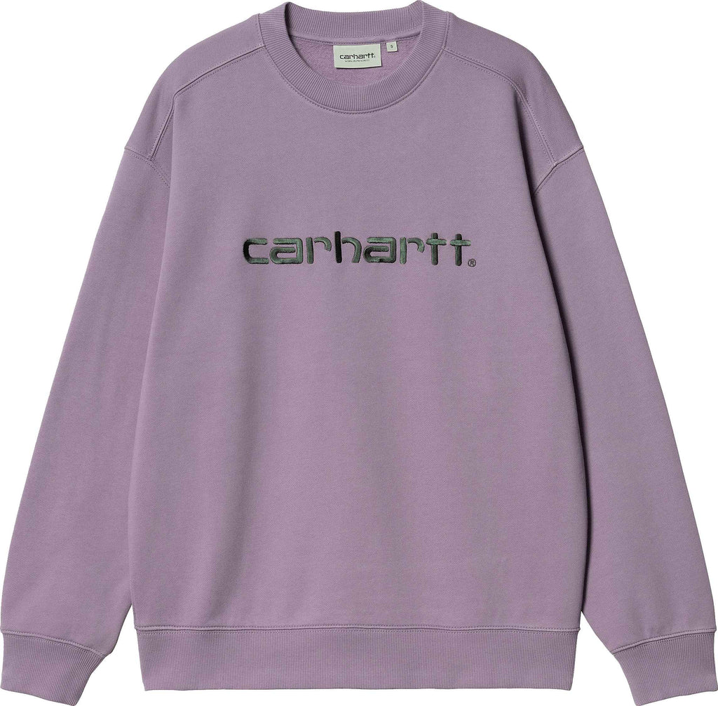 Carhartt Wip Felpa W Carhartt Sweat Glassy Purple Discovery Green Viola Donna - 1