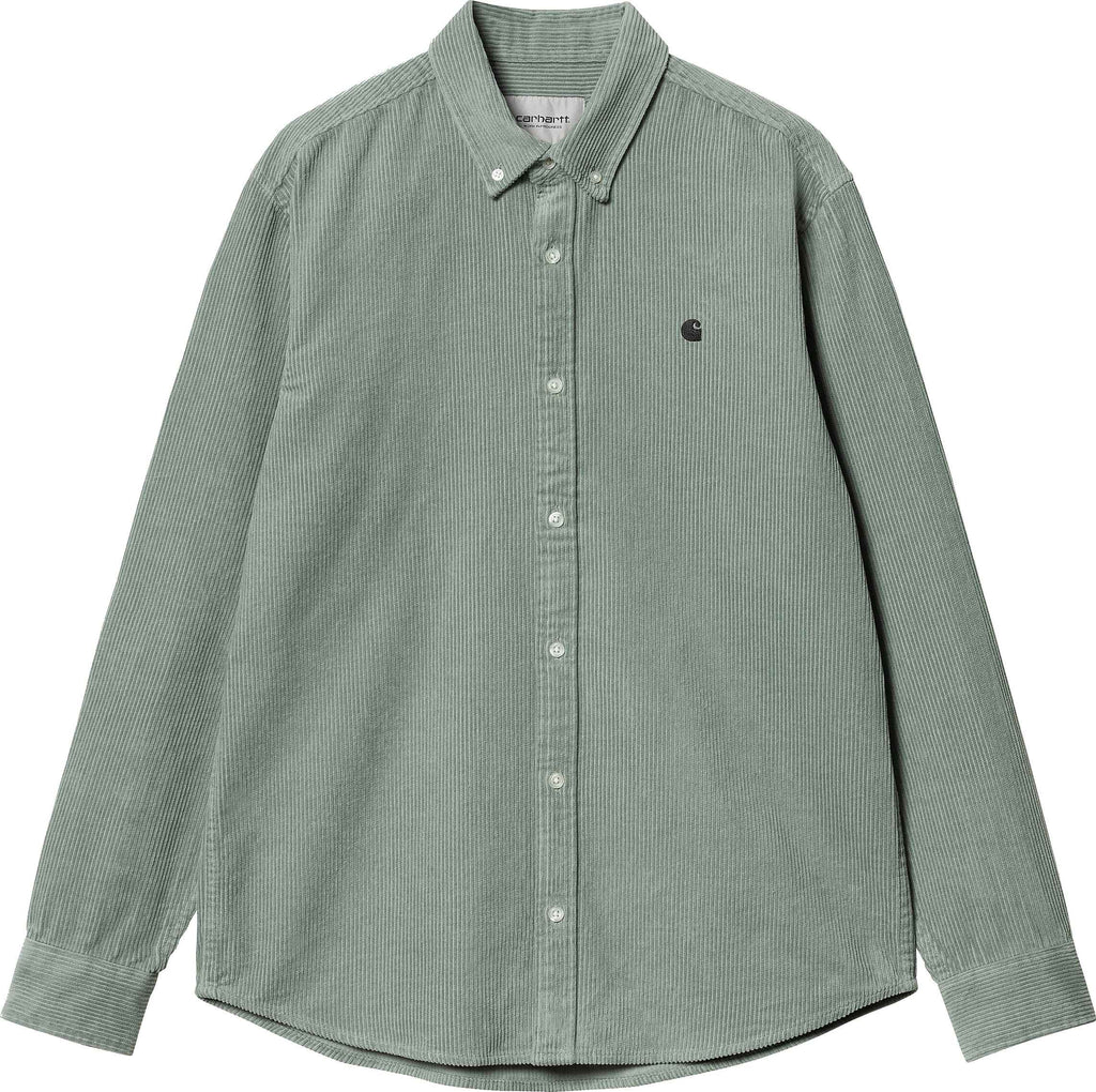 Carhartt Wip Camicia L/s Madison Cord Shirt Glassy Teal Black Verde Uomo - 1